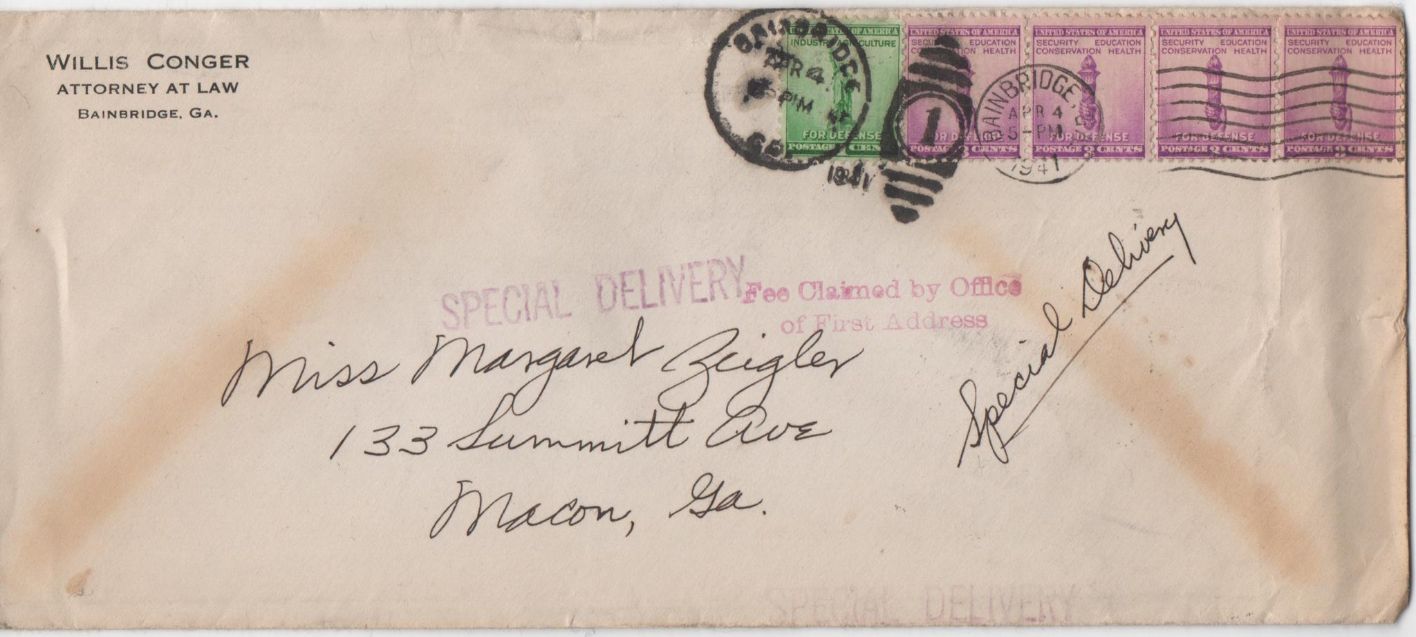 April 4, 1941: Front of envelope