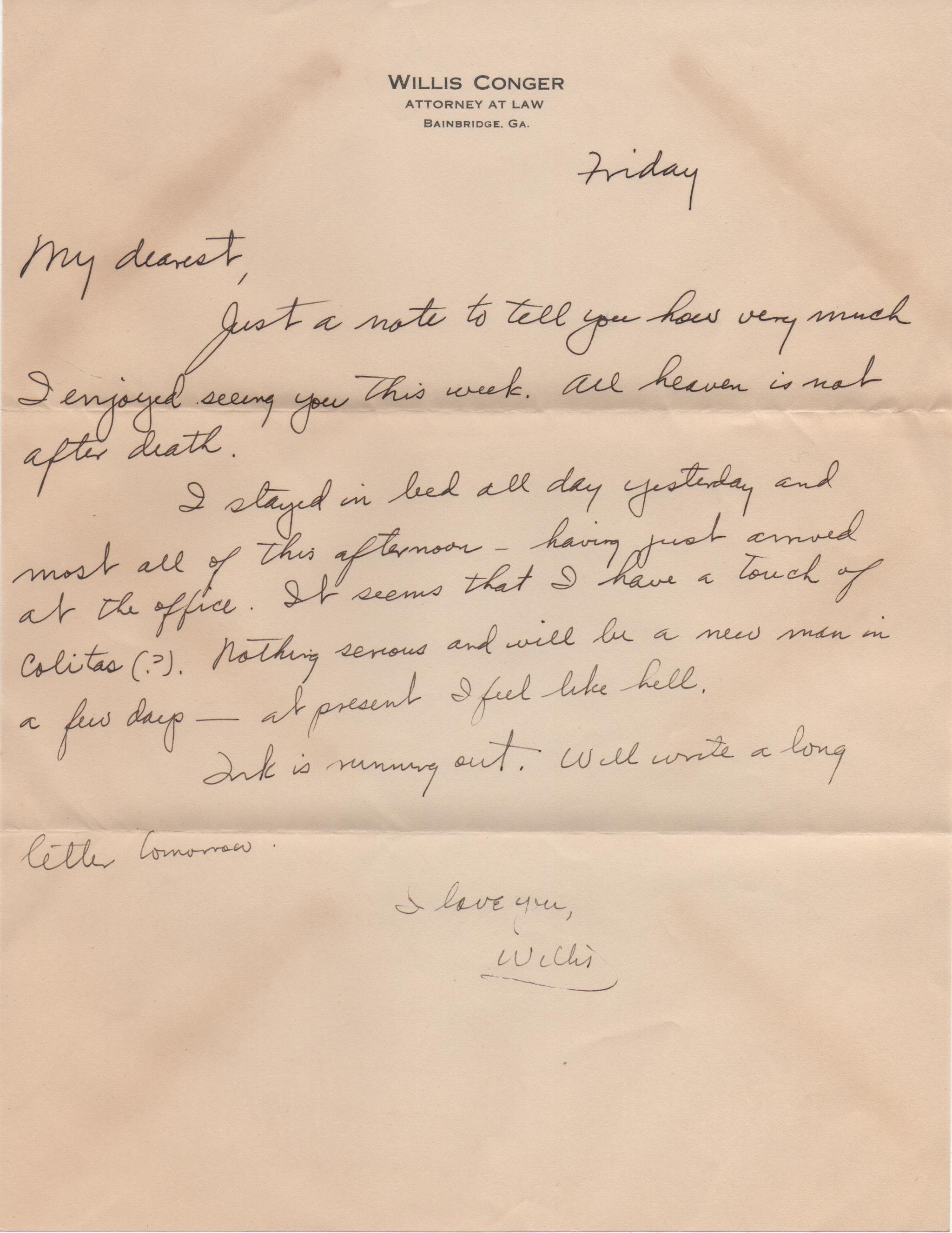 August 8, 1941: Front of letter