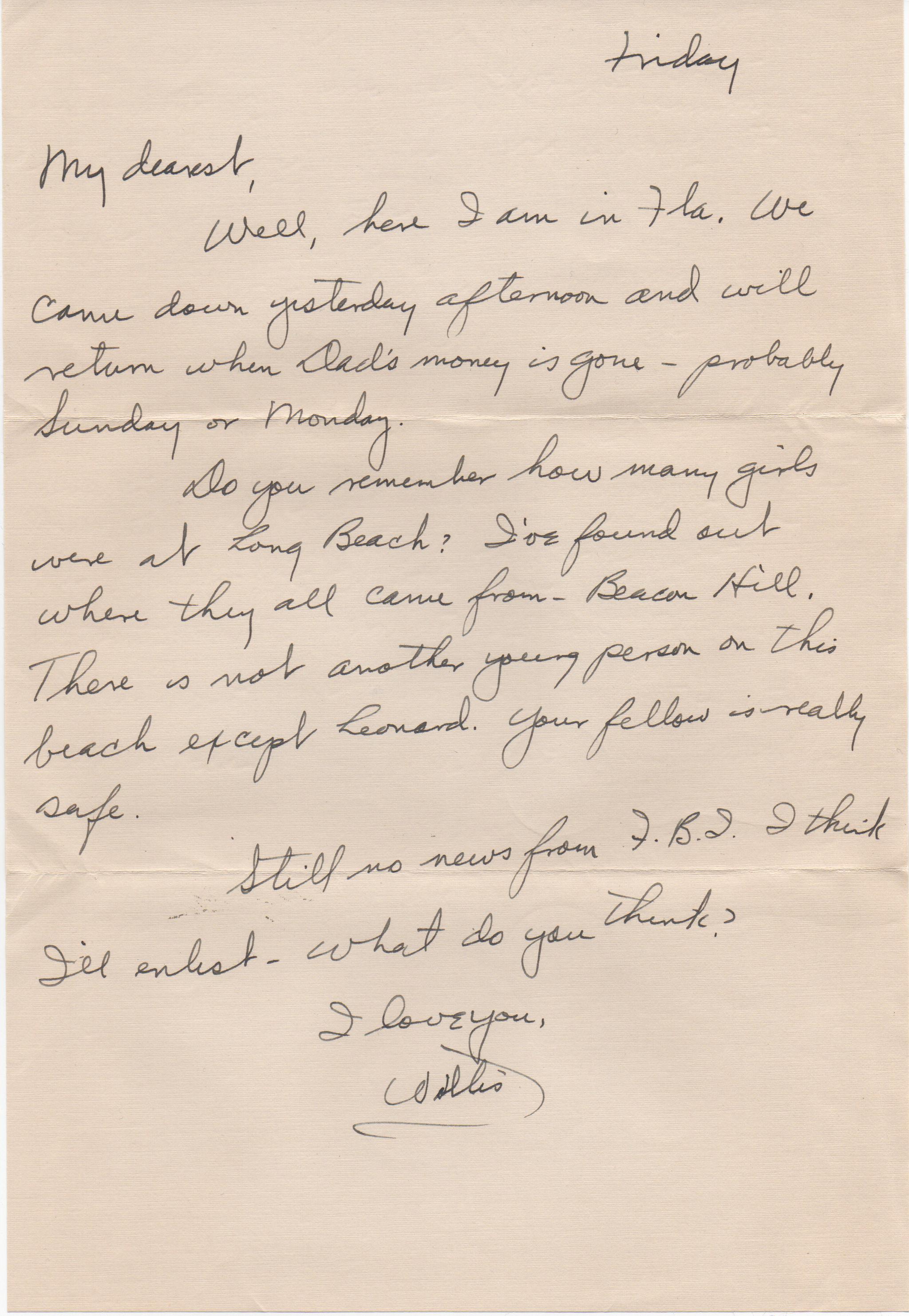August 22, 1941: Front of letter