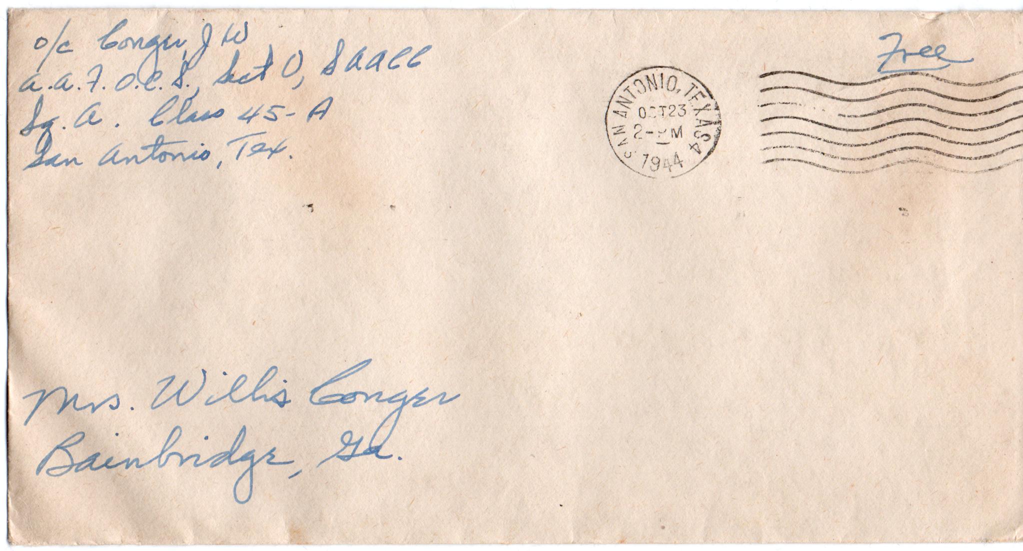 October 23, 1944: Front of envelope