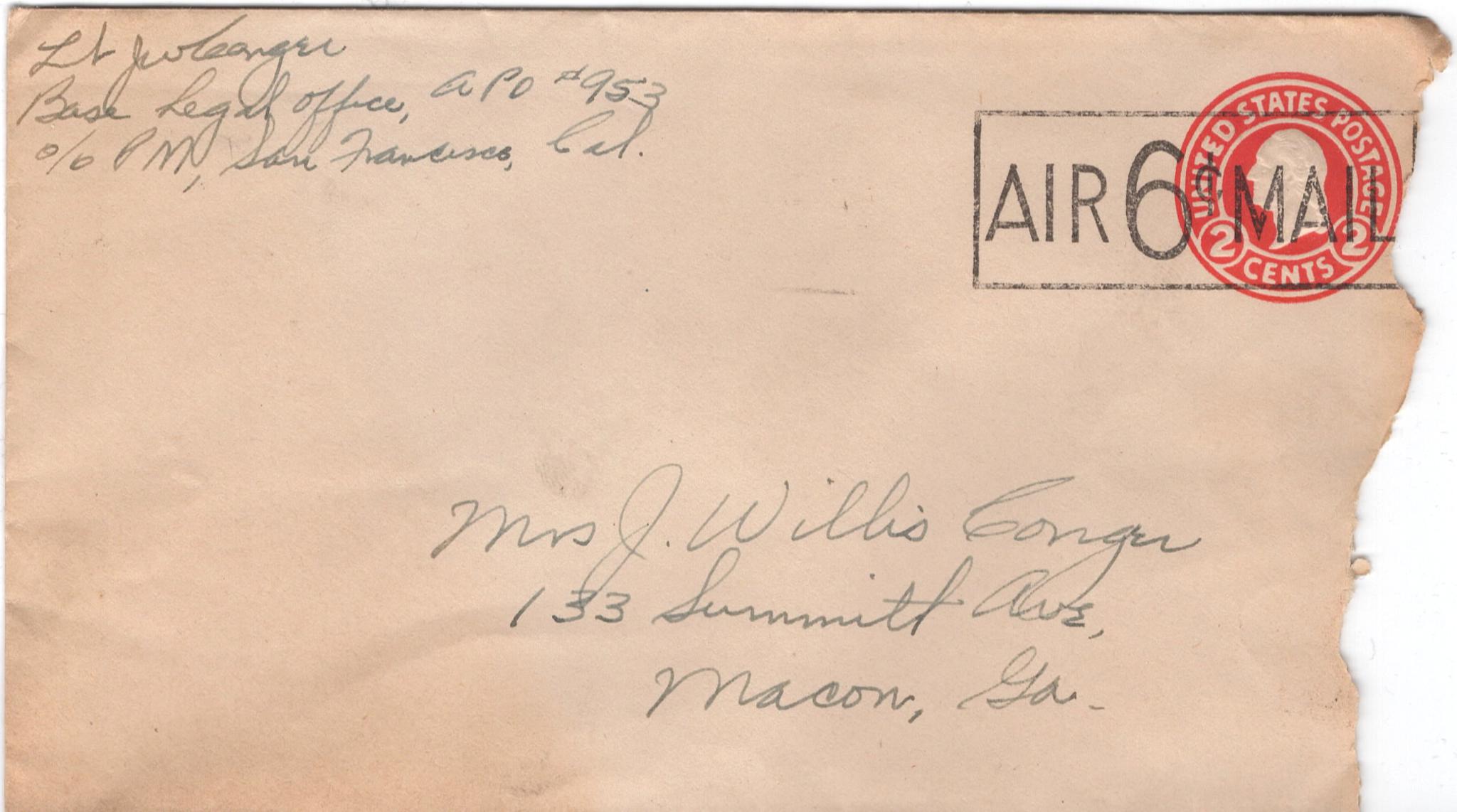 February 2, 1946: Front of envelope