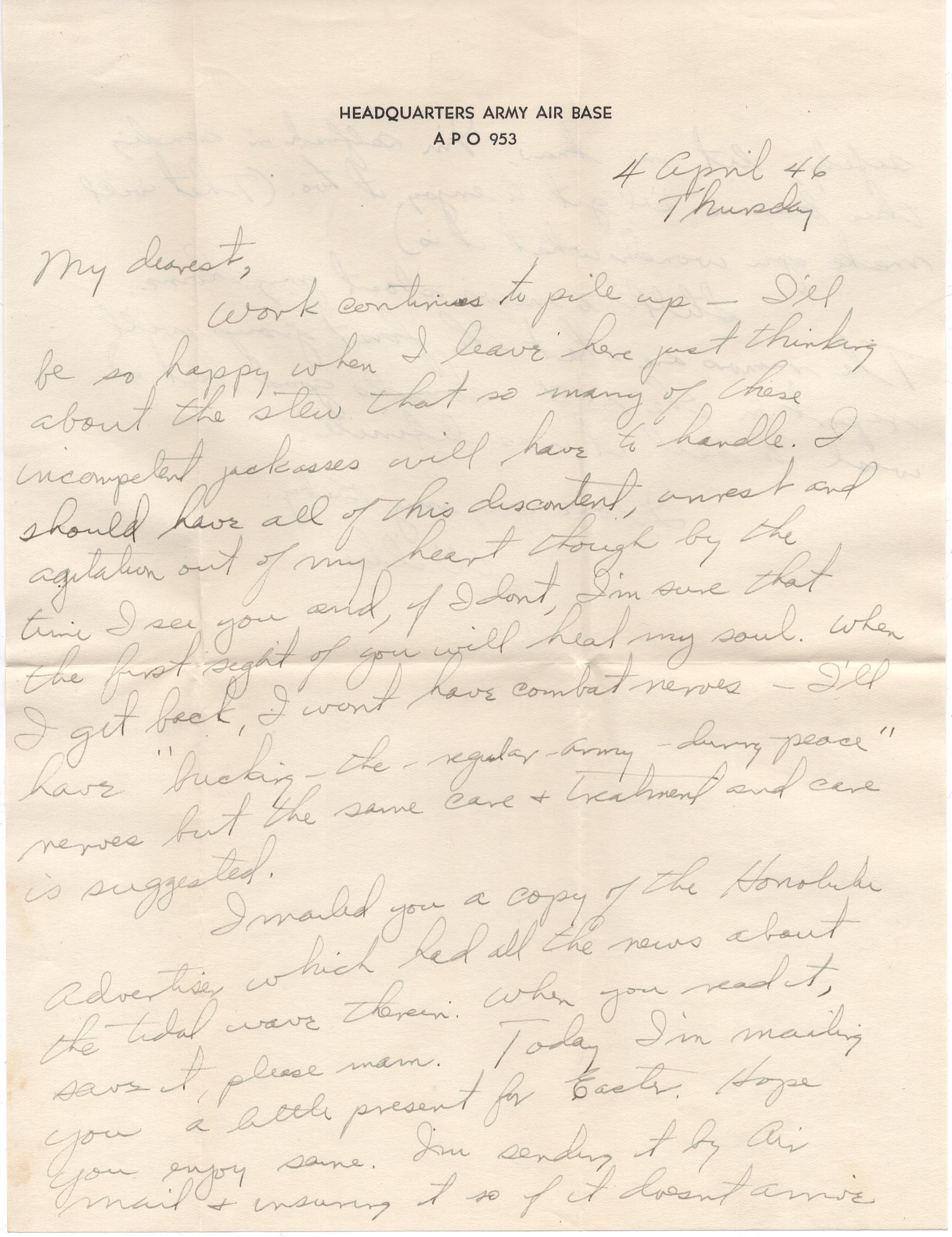 April 4, 1946: Front of letter