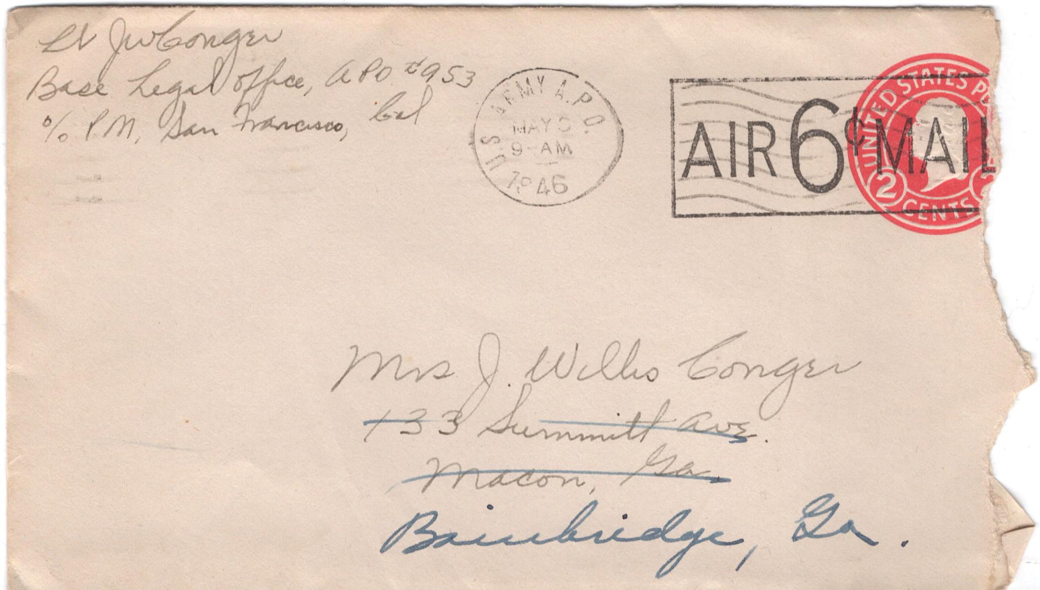 May 5, 1946: Front of envelope